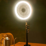 Ventilatore portatile da campeggio 7" con luce LED e batteria