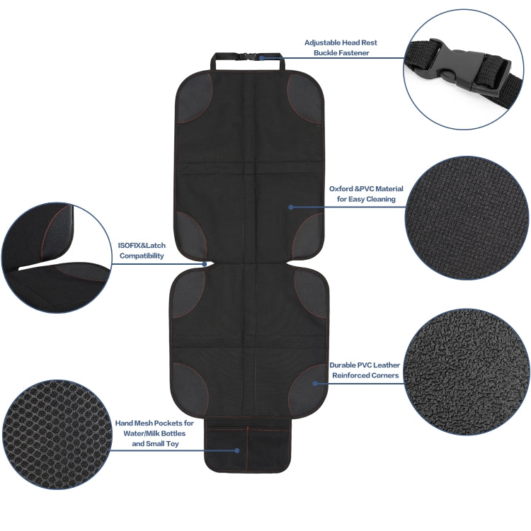 2 pezzi di protezione per seggiolino auto per bambini Materiale di base antiscivolo + tessuto impermeabile 600D, Red Line, Black Line