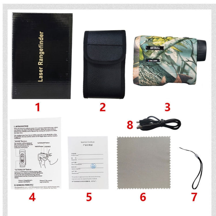 ARTBULL NK-1000 Telescopio ricaricabile per telemetro mimetico da golf, NK-1000