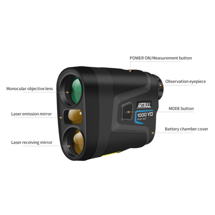ARTBULL Tachimetro altimetro telescopio telemetro laser golf 1000 m, ARTBULL 1000m