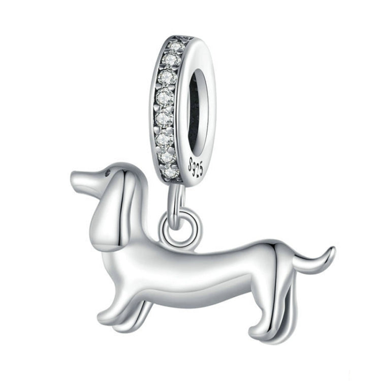Ciondolo bassotto in argento sterling 925 con zirconi