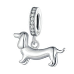 Ciondolo bassotto carino in argento sterling S925 Accessori per bracciali con perline fai da te, SCC2561