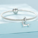 Ciondolo bassotto carino in argento sterling S925 Accessori per bracciali con perline fai da te, SCC2561