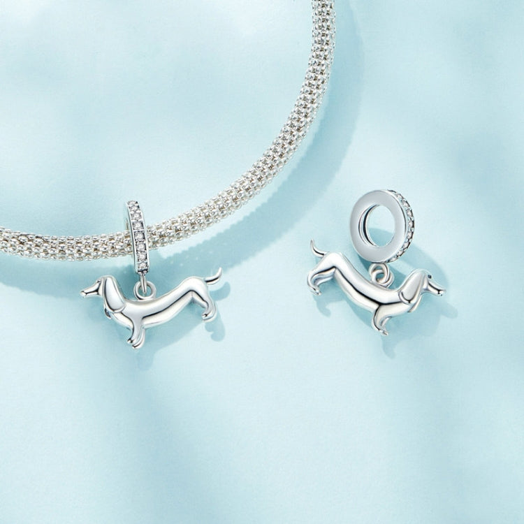 Ciondolo bassotto carino in argento sterling S925 Accessori per bracciali con perline fai da te, SCC2561