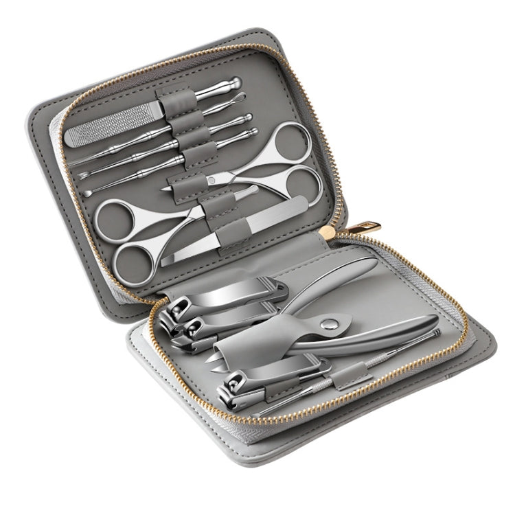 Set di strumenti per tagliare e lucidare le unghie in acciaio inossidabile 12 in 1, Bamboo Section, Square Head