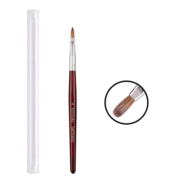 Pennello per nail art con manico in legno rosso Kolinsky, No. 2, No. 4, No. 6, No. 8, No. 10, No. 12, No. 14, No. 16, No. 18, No. 20