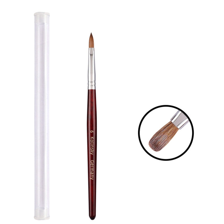 Pennello per nail art con manico in legno rosso Kolinsky, No. 2, No. 4, No. 6, No. 8, No. 10, No. 12, No. 14, No. 16, No. 18, No. 20