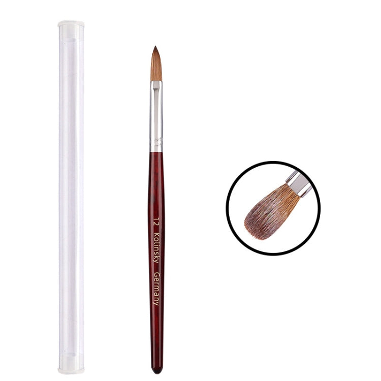 Pennello per nail art con manico in legno rosso Kolinsky, No. 2, No. 4, No. 6, No. 8, No. 10, No. 12, No. 14, No. 16, No. 18, No. 20