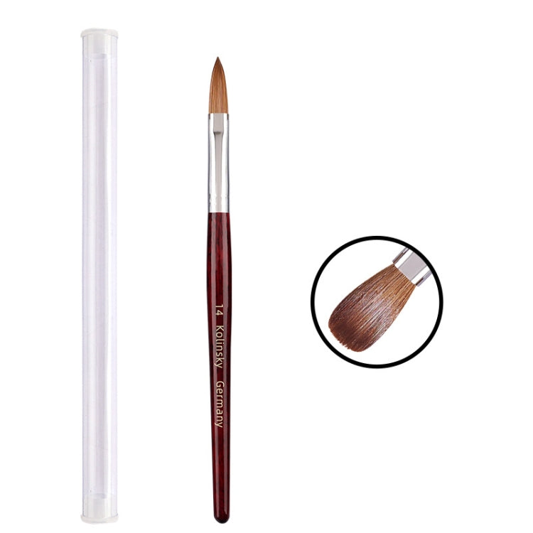 Pennello per nail art con manico in legno rosso Kolinsky, No. 2, No. 4, No. 6, No. 8, No. 10, No. 12, No. 14, No. 16, No. 18, No. 20