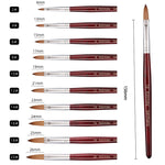 Pennello per nail art con manico in legno rosso Kolinsky