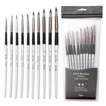 Set di pennelli per pittura ad acquerello per capelli in nylon 10 in 1 Penne per pittura acrilica a punta rotonda con manico in legno, 10 In 1