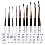 Set di pennelli per pittura ad acquerello per capelli in nylon 10 in 1 Penne per pittura acrilica a punta rotonda con manico in legno, 10 In 1