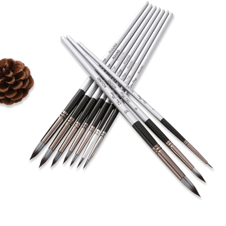 Set di pennelli per pittura ad acquerello per capelli in nylon 10 in 1 Penne per pittura acrilica a punta rotonda con manico in legno, 10 In 1