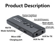 Adattatore Bluetooth 5.0 3 in 1 ZF-360