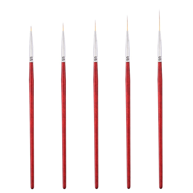 5pcs Nail Fine Line Pulling Pen Color Painting Flower Pen Fine Outline Nail Art Pen, No.1 0.6cm, No.2 0.9cm, No.3 1.2cm, No.4 1.8cm, No.5 2.4cm