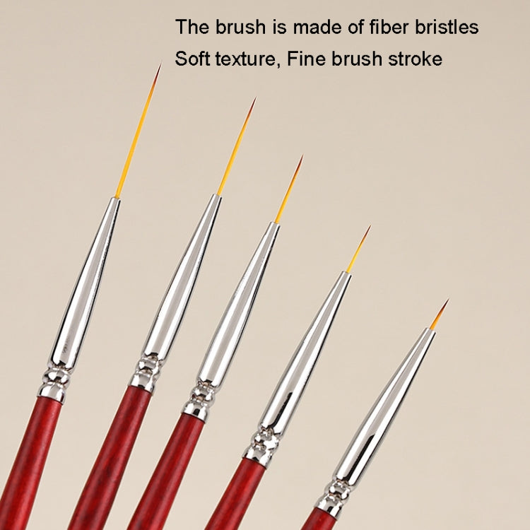 5pcs Nail Fine Line Pulling Pen Color Painting Flower Pen Fine Outline Nail Art Pen, No.1 0.6cm, No.2 0.9cm, No.3 1.2cm, No.4 1.8cm, No.5 2.4cm
