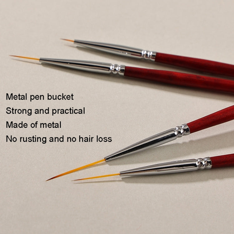 5pcs Nail Fine Line Pulling Pen Color Painting Flower Pen Fine Outline Nail Art Pen, No.1 0.6cm, No.2 0.9cm, No.3 1.2cm, No.4 1.8cm, No.5 2.4cm