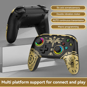Gamepad con vibrazione somatosensoriale Bluetooth senza fili per Nintendo Switch/SwitchPRO, Black Gold, White Green, Black, White