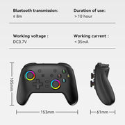 Gamepad con vibrazione somatosensoriale Bluetooth senza fili per Nintendo Switch/SwitchPRO, Black Gold, White Green, Black, White