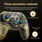 Gamepad con vibrazione somatosensoriale Bluetooth senza fili per Nintendo Switch/SwitchPRO, Black Gold, White Green, Black, White