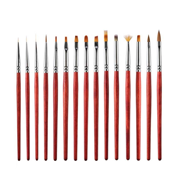 Pennello per unghie con asta di legno Strumenti per armature di bellezza Penna per disegno a penna per pittura a colori, 15pcs/set