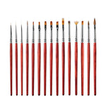 Set 15 pennelli per unghie con asta in legno