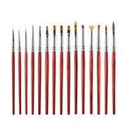 Pennello per unghie con asta di legno Strumenti per armature di bellezza Penna per disegno a penna per pittura a colori, 15pcs/set