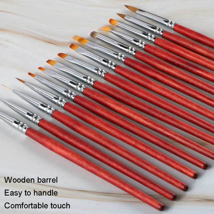 Pennello per unghie con asta di legno Strumenti per armature di bellezza Penna per disegno a penna per pittura a colori, 15pcs/set