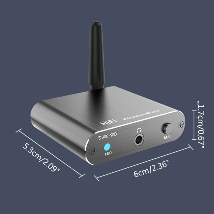 Ricevitore audio Bluetooth 5.2 Adattatore Bluetooth APTX HD in fibra coassiale AUX da 3,5 mm, D300