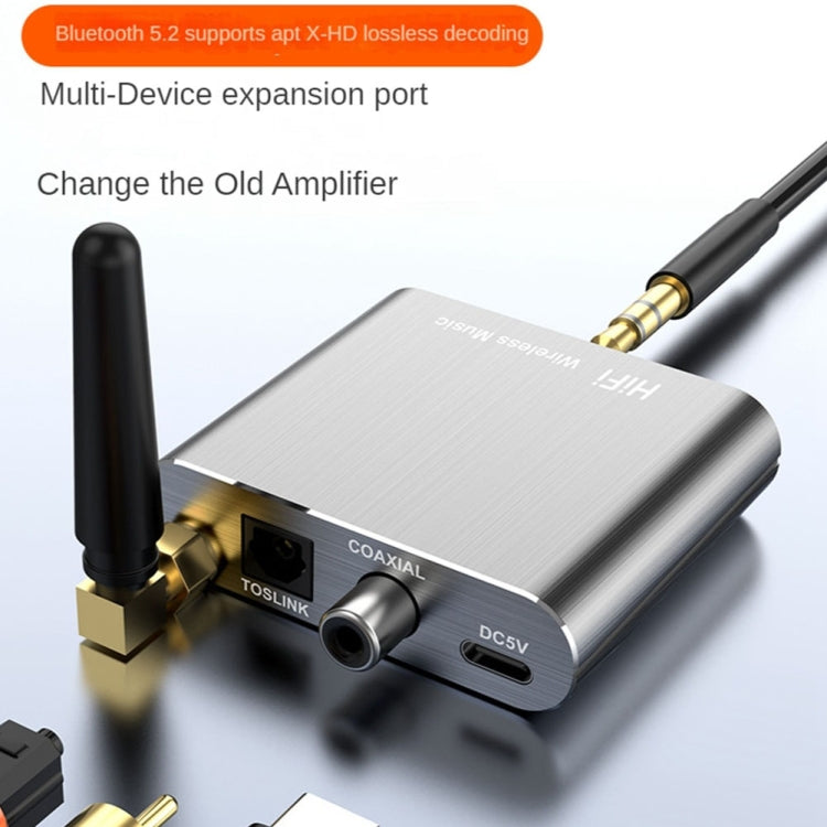 Ricevitore audio Bluetooth 5.2 Adattatore Bluetooth APTX HD in fibra coassiale AUX da 3,5 mm, D300
