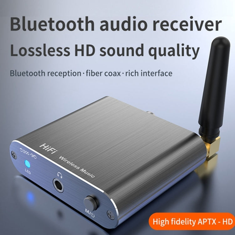 Ricevitore audio Bluetooth 5.2 Adattatore Bluetooth APTX HD in fibra coassiale AUX da 3,5 mm, D300