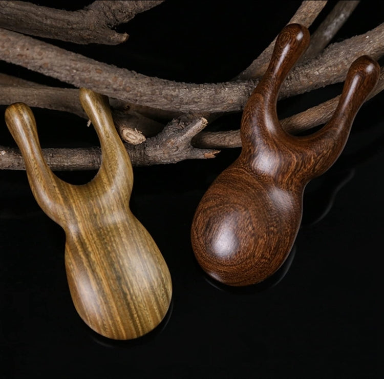 Massaggiatore viso in legno di sandalo dorato 11cm
