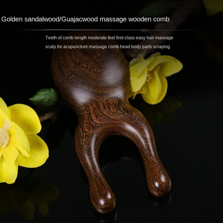 Massaggiatore viso in legno di sandalo dorato 11cm