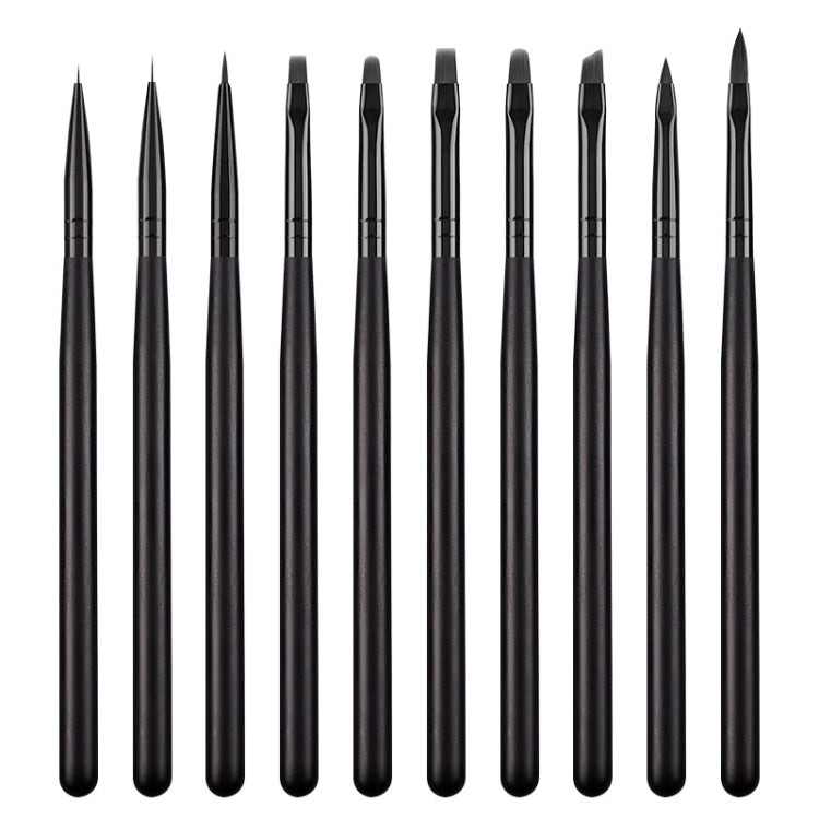 Set 10 pennelli per nail art con manico in legno