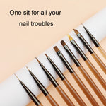 Set 9 penne per nail art marrone con portapenne acrilico