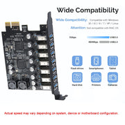 PCE7USB-R05 PCI-E a USB 3.2 GEN1 Scheda di espansione a 7 porte 19PIN Super Speed 5Gbps, PCE7USB-R05
