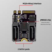 Scheda adattatore da M2 a SATA3.0 Scheda PCI-E3.0 KEY A+E Chip WiFi da M.2 a SATA JMB582, JMB582