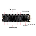 M2 M-KEY PCIE 3.0 a SATA6G Scheda di espansione di trasferimento Scheda di espansione del disco rigido a 6 porte, 6 Port