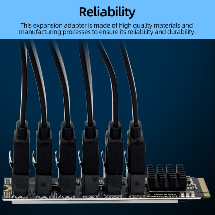 M2 M-KEY PCIE 3.0 a SATA6G Scheda di espansione di trasferimento Scheda di espansione del disco rigido a 6 porte, 6 Port