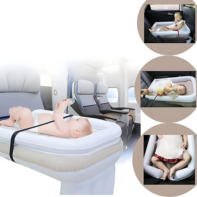 Lettino gonfiabile per bambini da viaggio all'aperto Materasso gonfiabile per aereo pieghevole posteriore per auto per bambini, Gray, Gray+Seat Belt, Gray+Inflator, Gray+Storage Bag, Gray+Inflator+Storage Bag+Seat Belt                                  ...