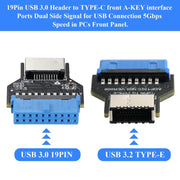 USB 3.0 19PIN Header to Type-E Front A-Key Interface Estende le porte USB al PC, USB 3.0 19PIN   Outward, USB 3.0 19PIN   Up-high, USB 3.0 19PIN   Upward