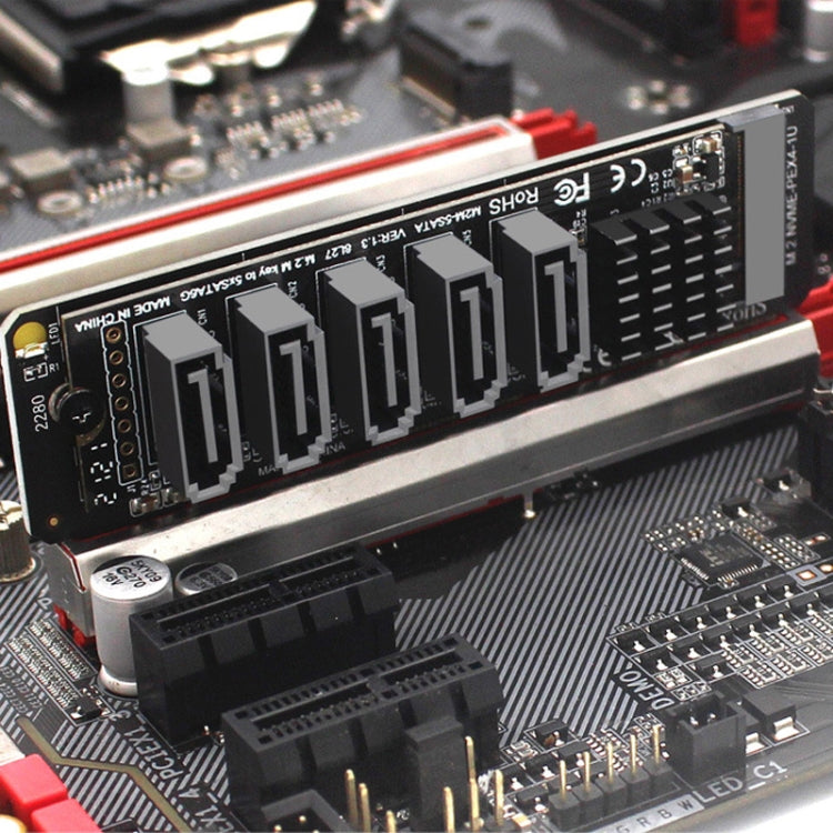 M.2 NVME-PCIE X4 / X8 / X16 Rotor SATA 5 Port Transfer Card JMB585 Chip