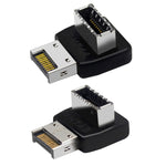Interfaccia scheda madre computer USB 3.1 tipo E da 2 pezzi Adattatore tipo C frontale a gomito a 90 gradi
