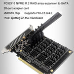PCIEX16 NVME M.2 RAID Array Expansion Scheda di trasferimento porta SATA 20, 20 Port