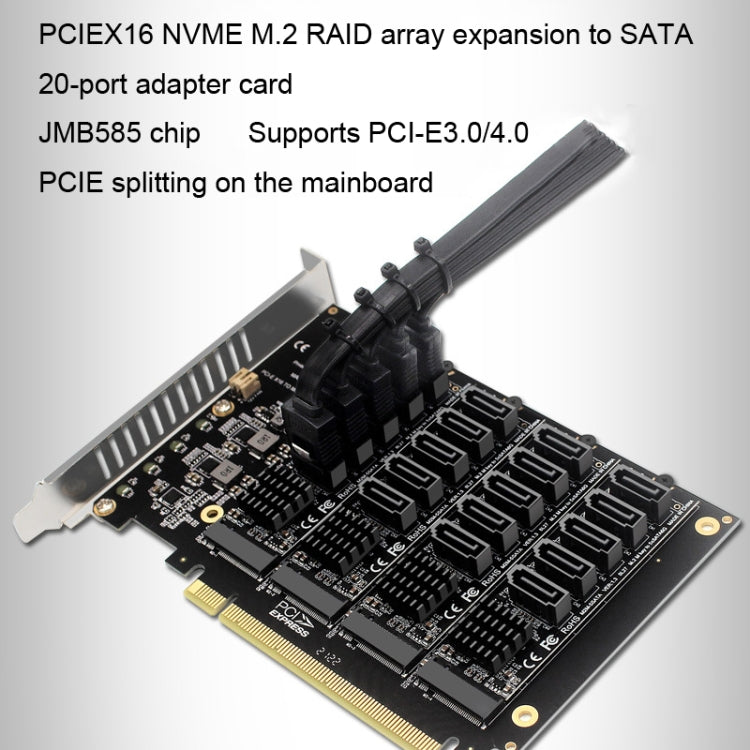 PCIEX16 NVME M.2 RAID Array Expansion Scheda di trasferimento porta SATA 20, 20 Port
