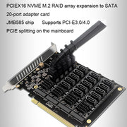 PCIEX16 NVME M.2 RAID Array Expansion Scheda di trasferimento porta SATA 20, 20 Port