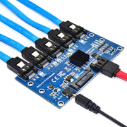 Scheda di espansione SATA Scheda riser da 1 a 5 porte, SATA3.0 6Gbps JMB575 Chip, SATA2.0 3Gbps JMB321 Chip