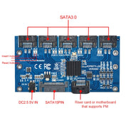 Scheda di espansione SATA Scheda riser da 1 a 5 porte, SATA3.0 6Gbps JMB575 Chip, SATA2.0 3Gbps JMB321 Chip