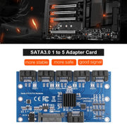 Scheda di espansione SATA Scheda riser da 1 a 5 porte, SATA3.0 6Gbps JMB575 Chip, SATA2.0 3Gbps JMB321 Chip