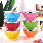Ciotola in acciaio inossidabile a doppio strato con coperchio per bambini, 6pcs /Set 13cm, 6pcs /Set 15cm, 6pcs /Set 17cm